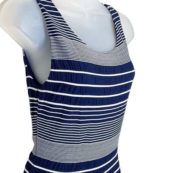 ANTHROPOLOGIE Maeve navy & white stripe fitted midi tank dress size small - Picture 3 of 5